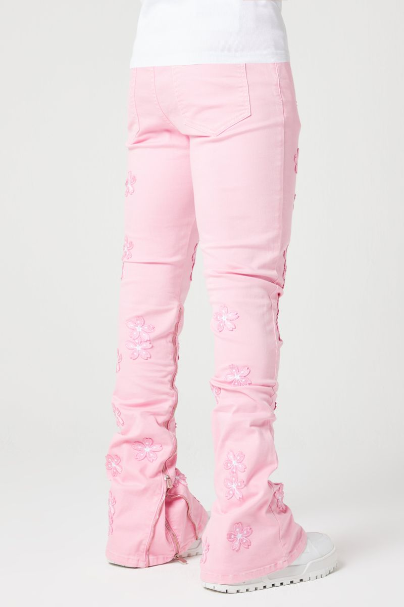 GUAPI PINK FRENCH ROSE BLOSSOM JEANS