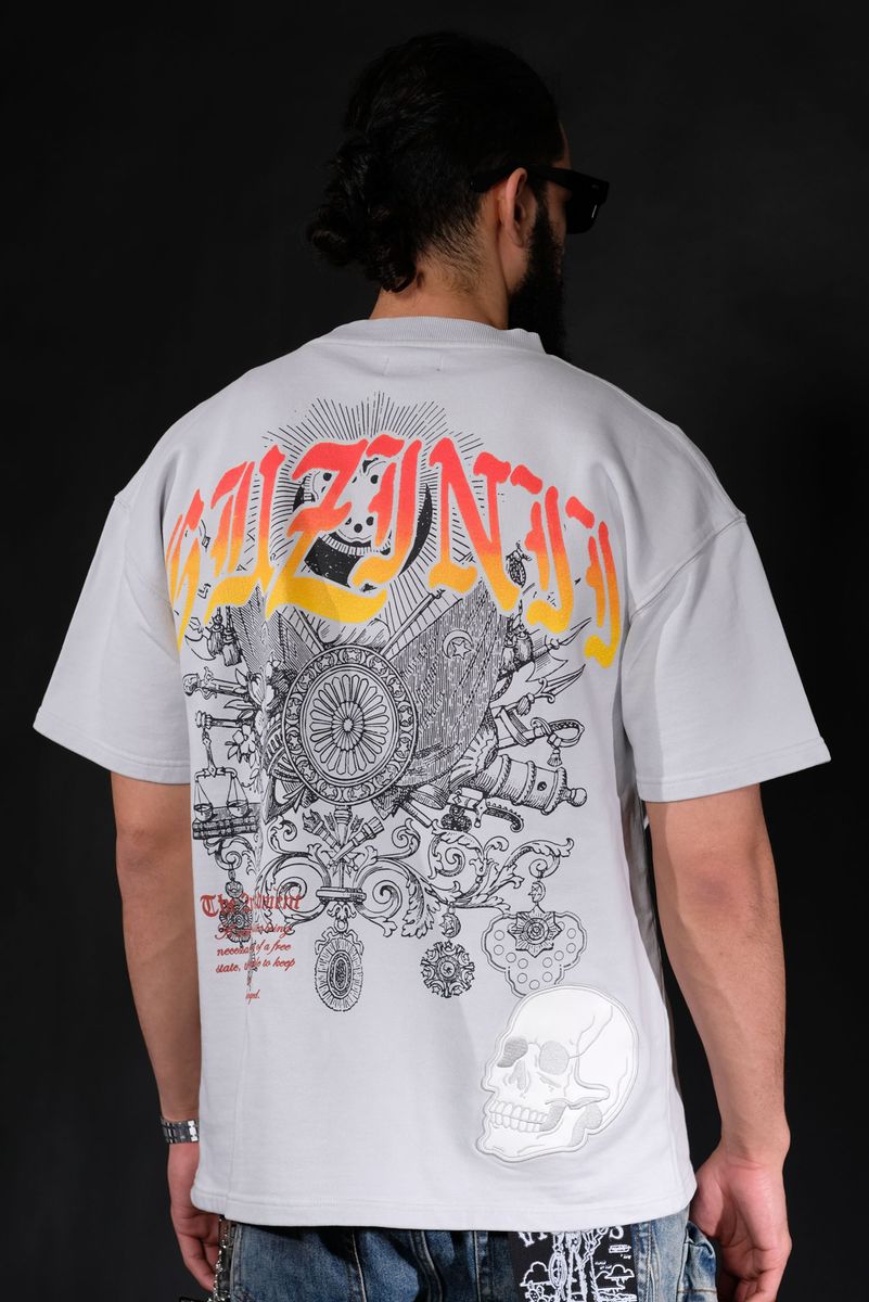 GUNZINII / LIGHT BLUE SKULL TEE