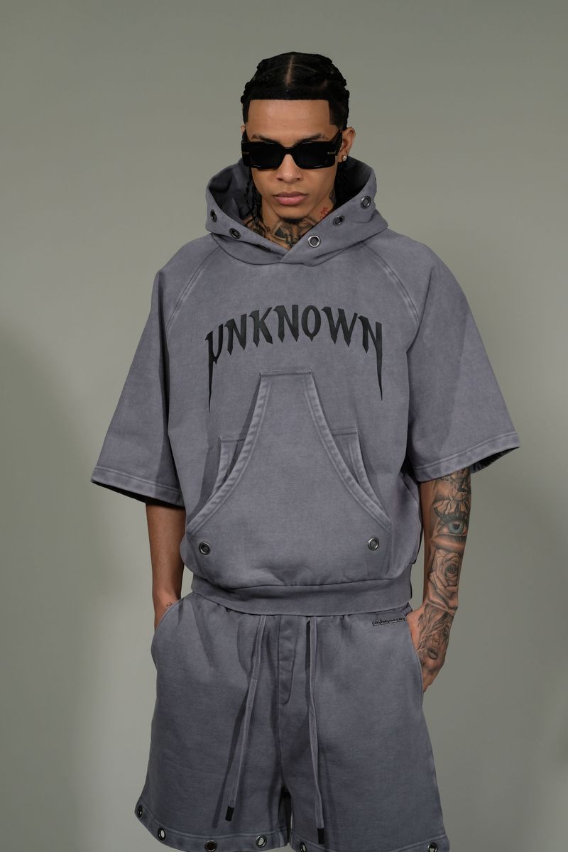 UNKNOWN / SLATE WASHED UNKNOWN SHORT SLEEVE HOODIE
