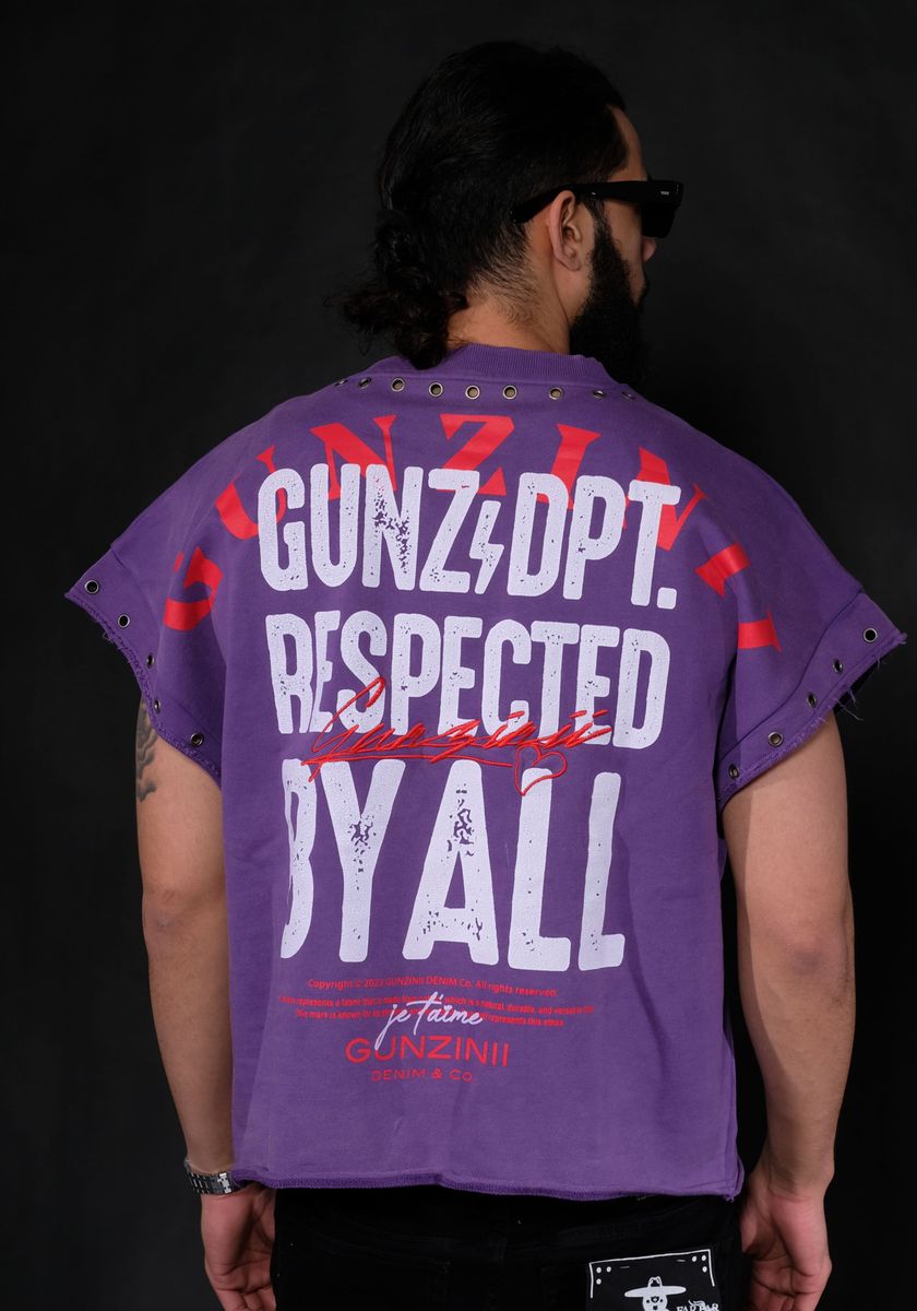 GUNZINII / PURPLE RESPECTED BY ALL CROP TEE