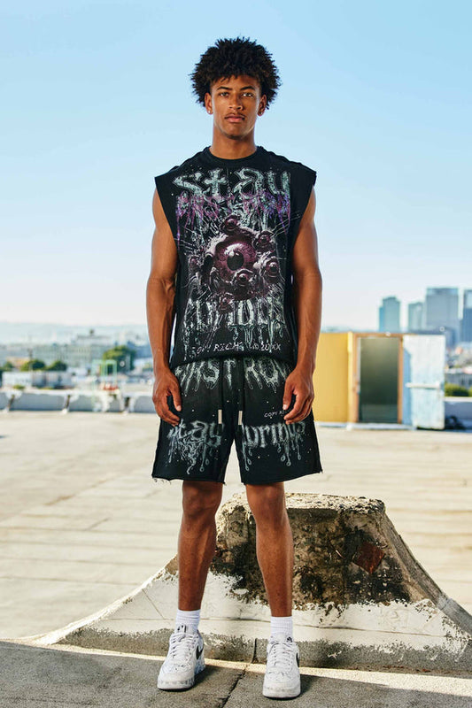 FR HEAVY WASHED GRAPHIC MUSCLE W/STONE