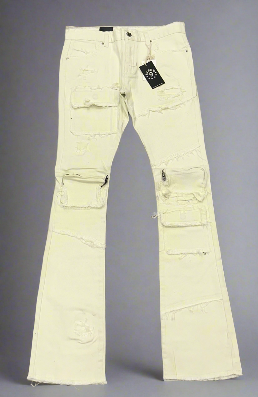 KLOUD 9/ CREAM STACKED JEANS