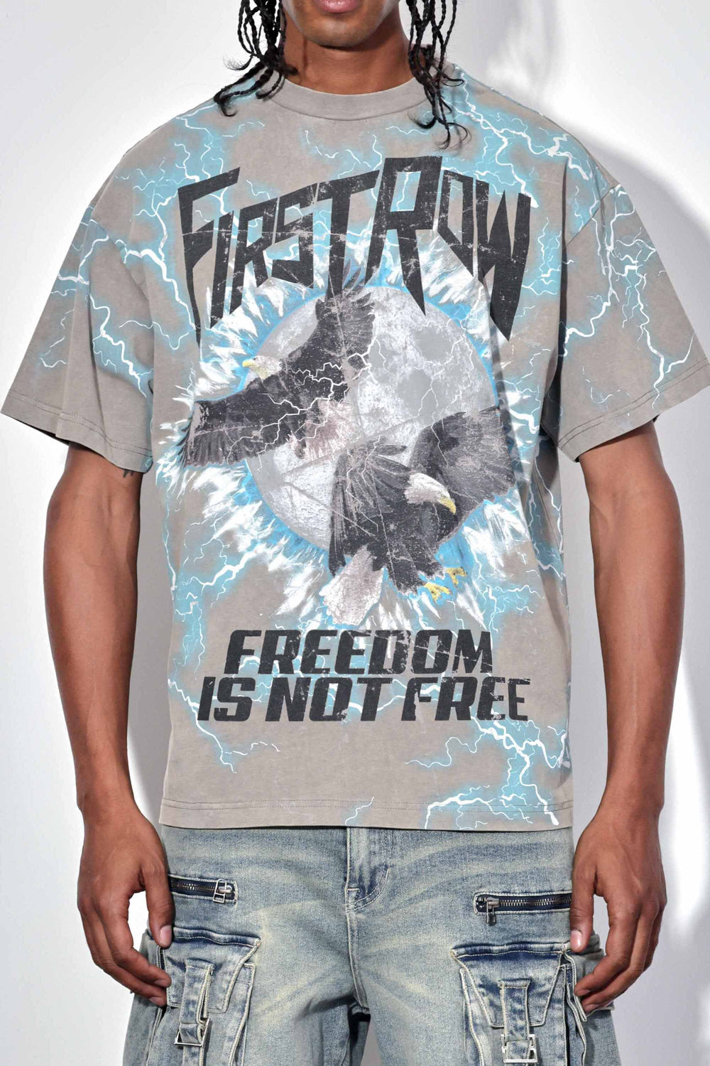 FR GREY HEAVY WASHED EAGLES TEE