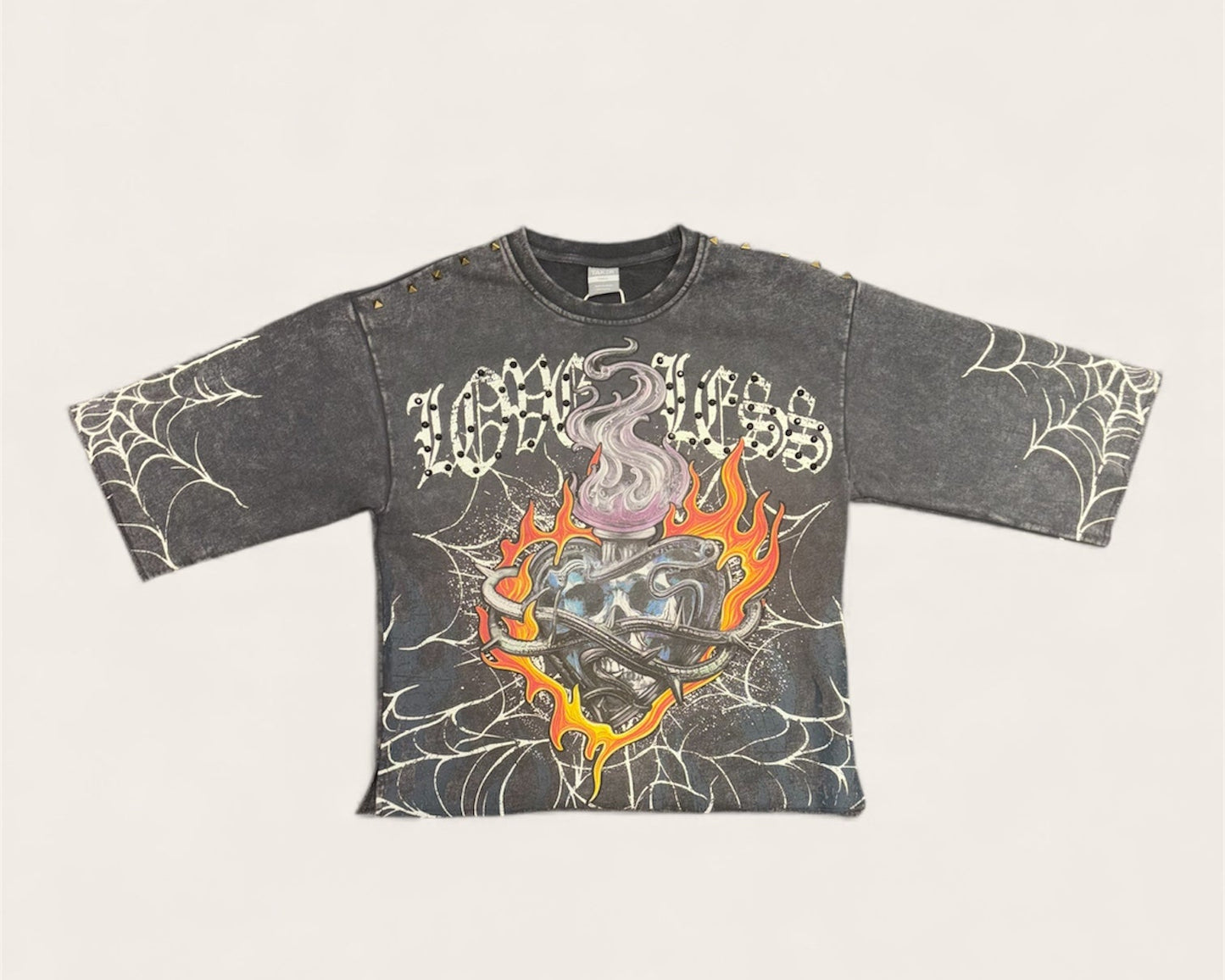 TAKER LOVELESS CROPPED T SHIRT (GREY)