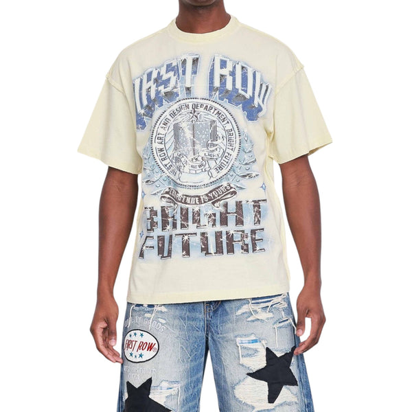 FR CREAM HEAVY WASHED GRAPHIC TEE W/STONE
