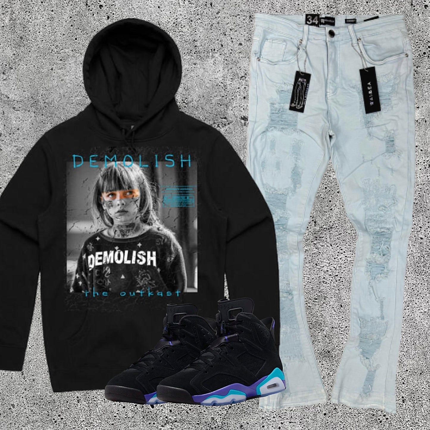 The Outkast Kid Hoodie (Blk/Aqua/Grey)