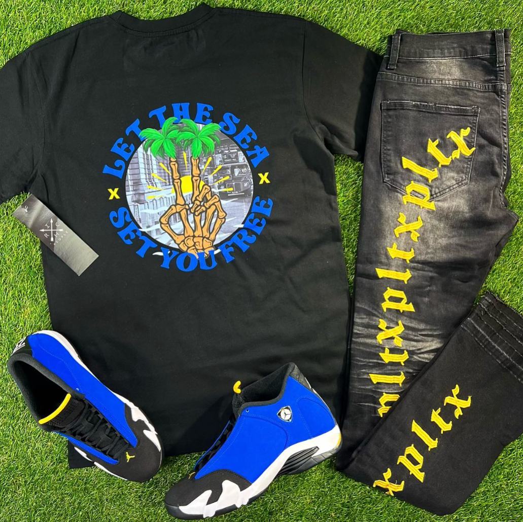 Set You Free Tee (Blk/Blu/Yllw)D7