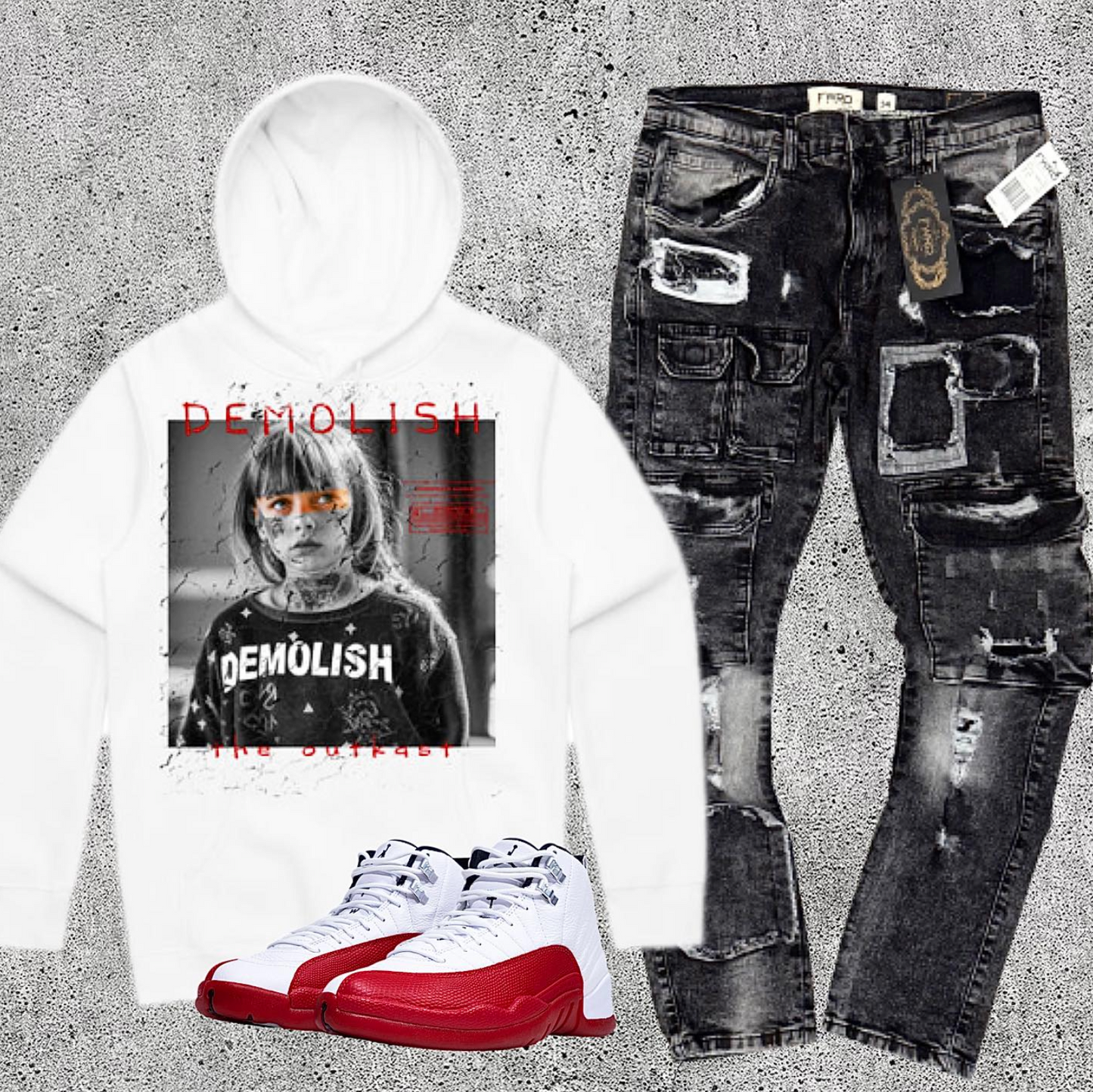 The Outkast Kid Hoodie (Wte/Red/Grey)
