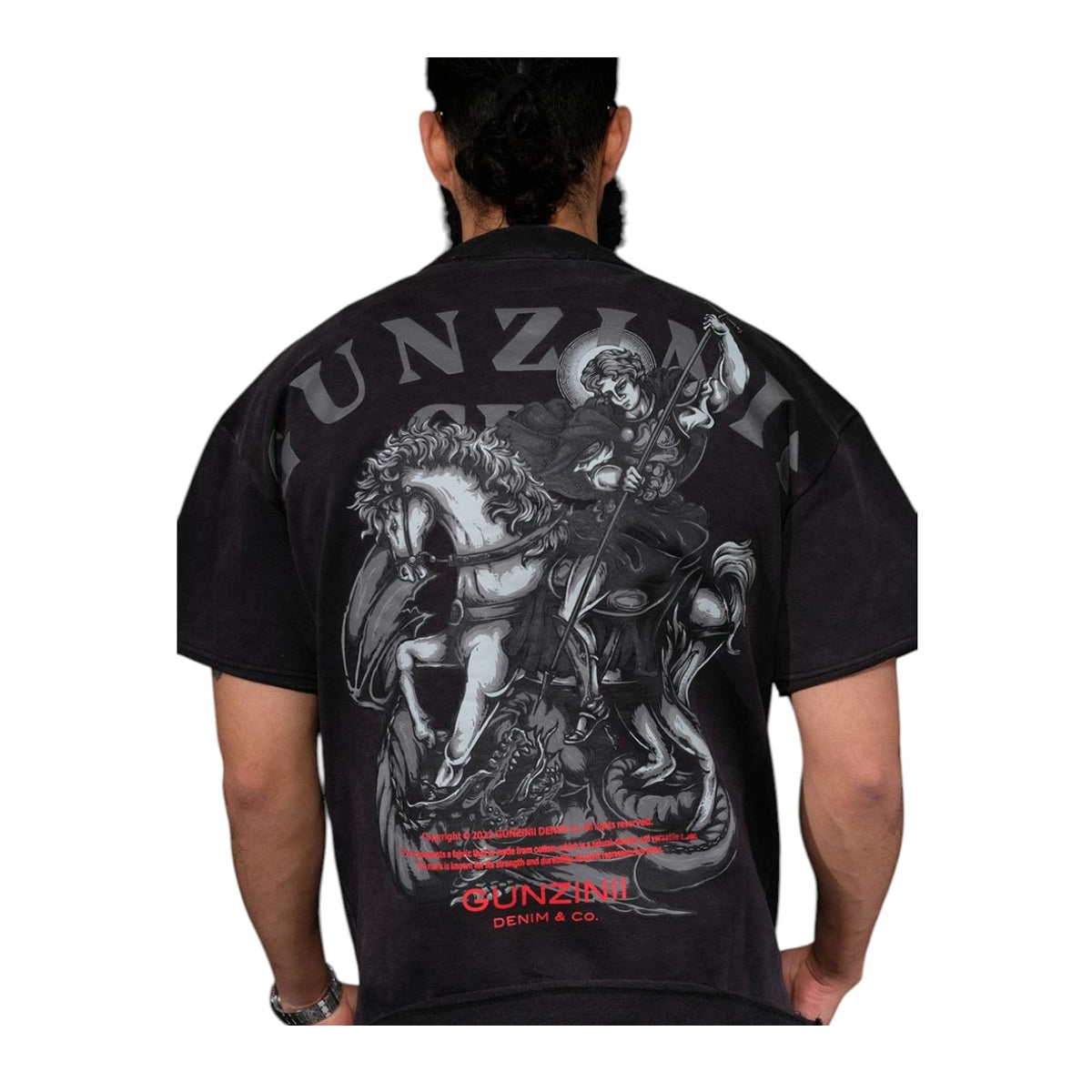 GUNZINII / WASHED BLACK HORSEMAN TEE