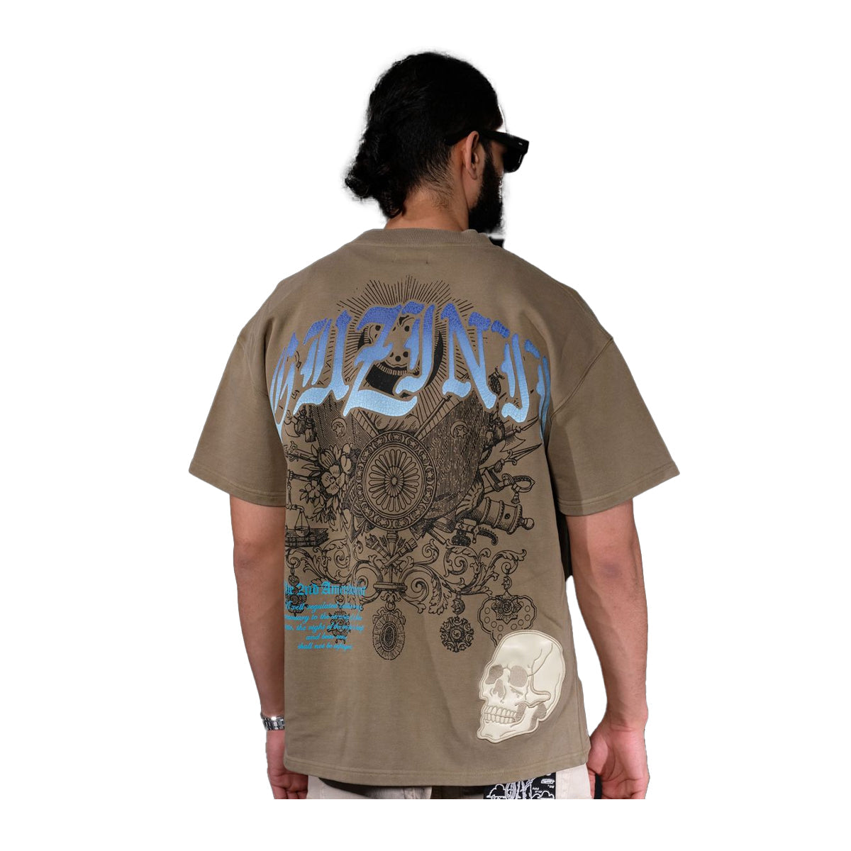 GUNZINII / OLIVE SKULL TEE