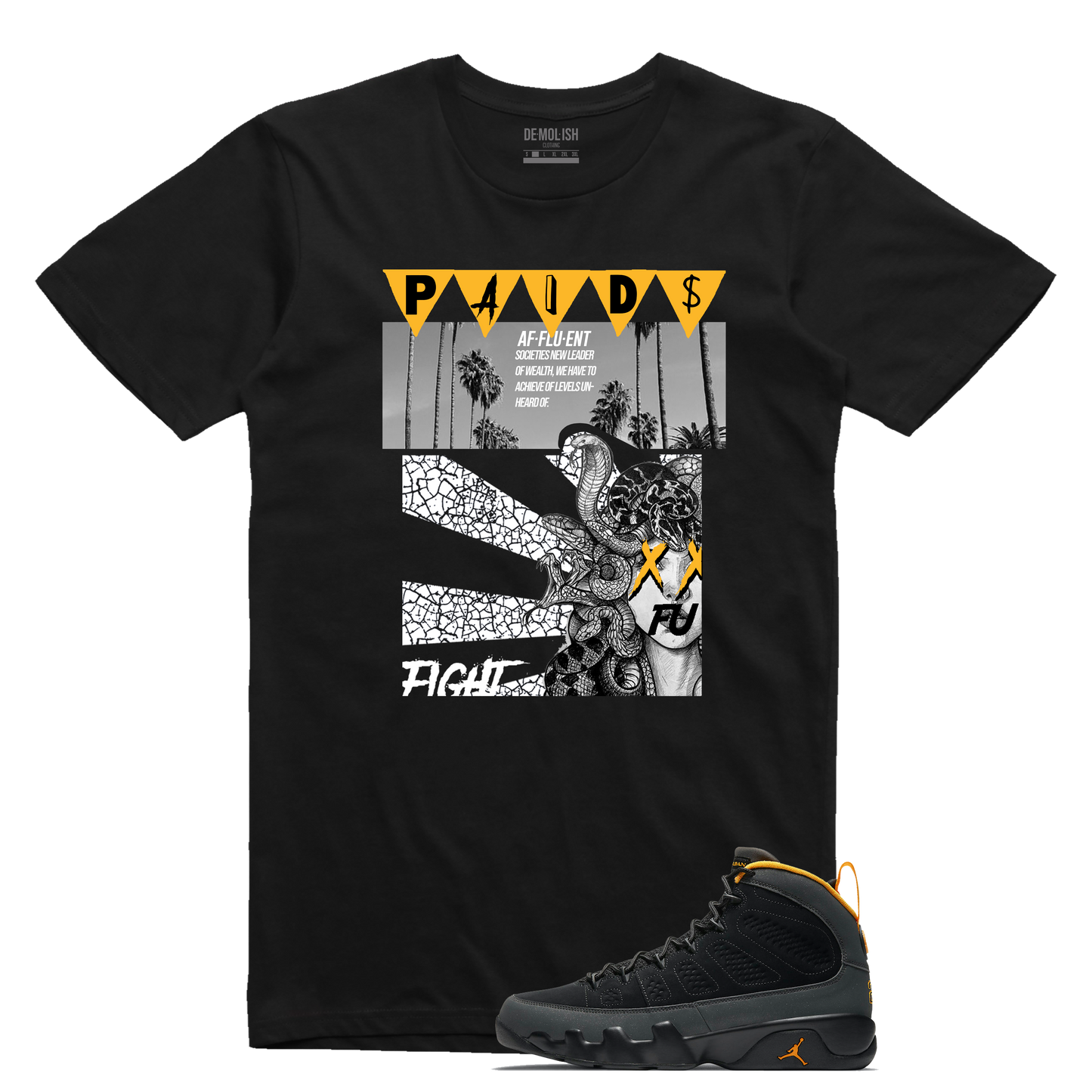 Paid Medusa University Gold Tee (Black) /D10