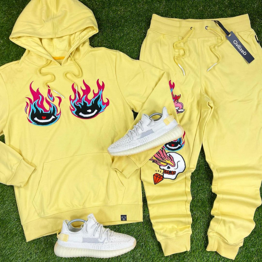 Fire Eyez Hoodie Set (Pale Yellow) /SU18