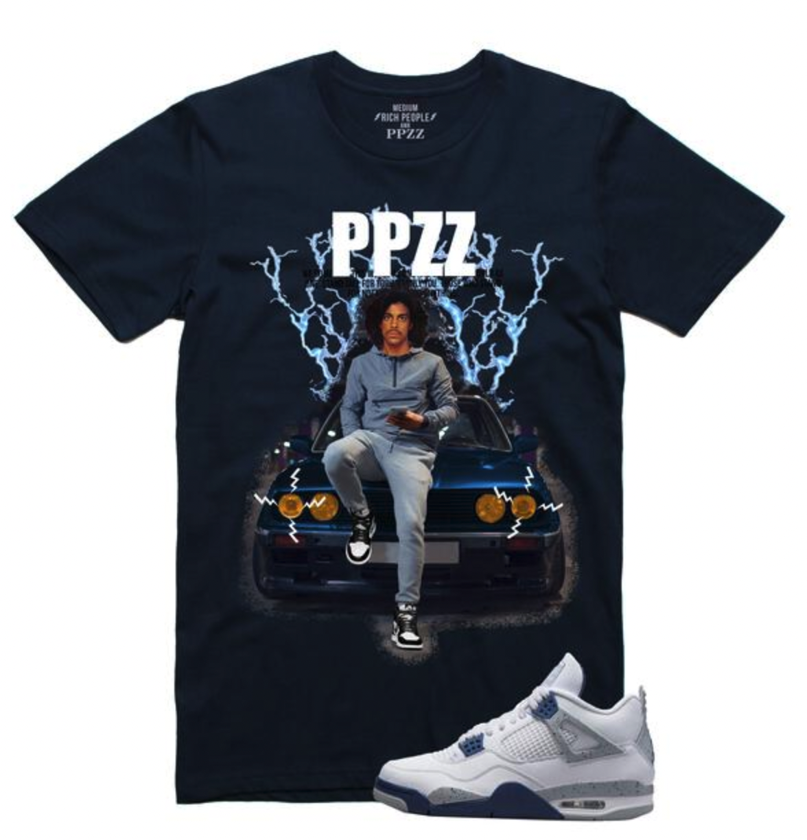 Men, Boys, Teens, Gifts, Wmns, Girls, Urban, Style, Fashion, Mens Tees, Womens Tees, Teen Tees, Boys Tees, Urban Apparel, PPZZ, Lightning Racer Tee, Navy, Prince Tee, Navy Tee,