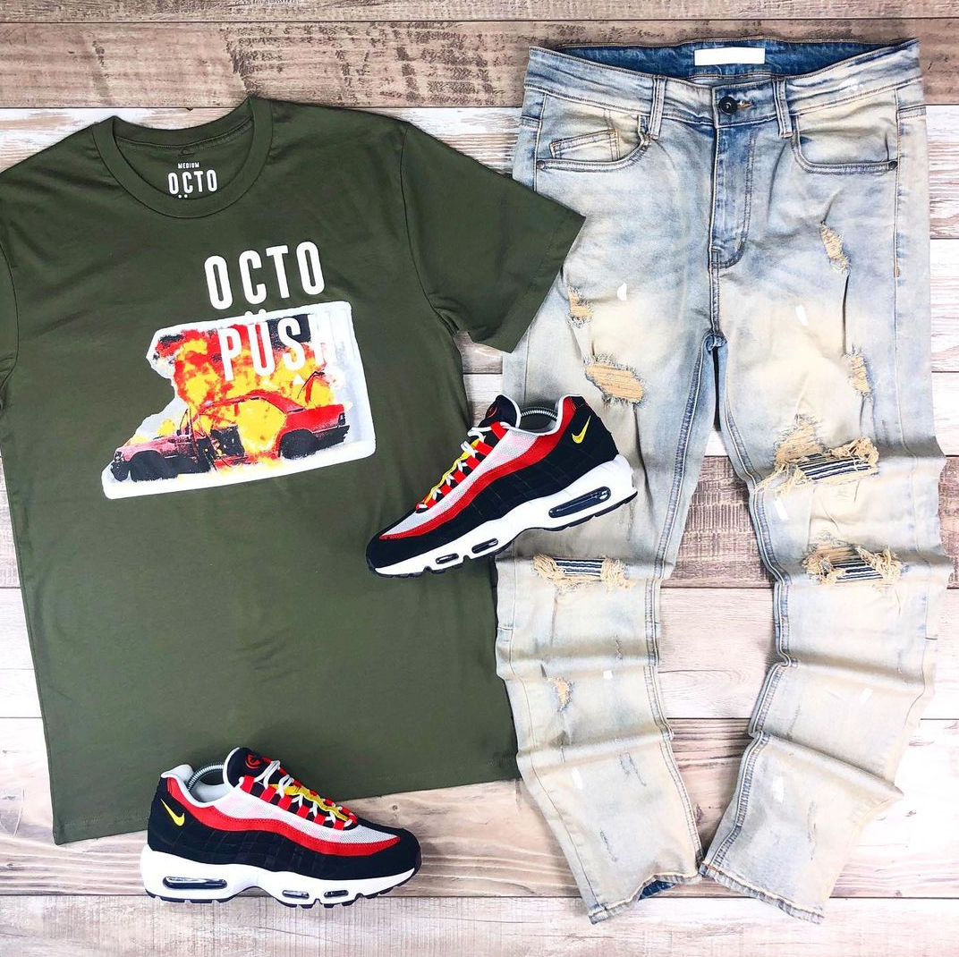 Burning Car Tee (Olive) /D10