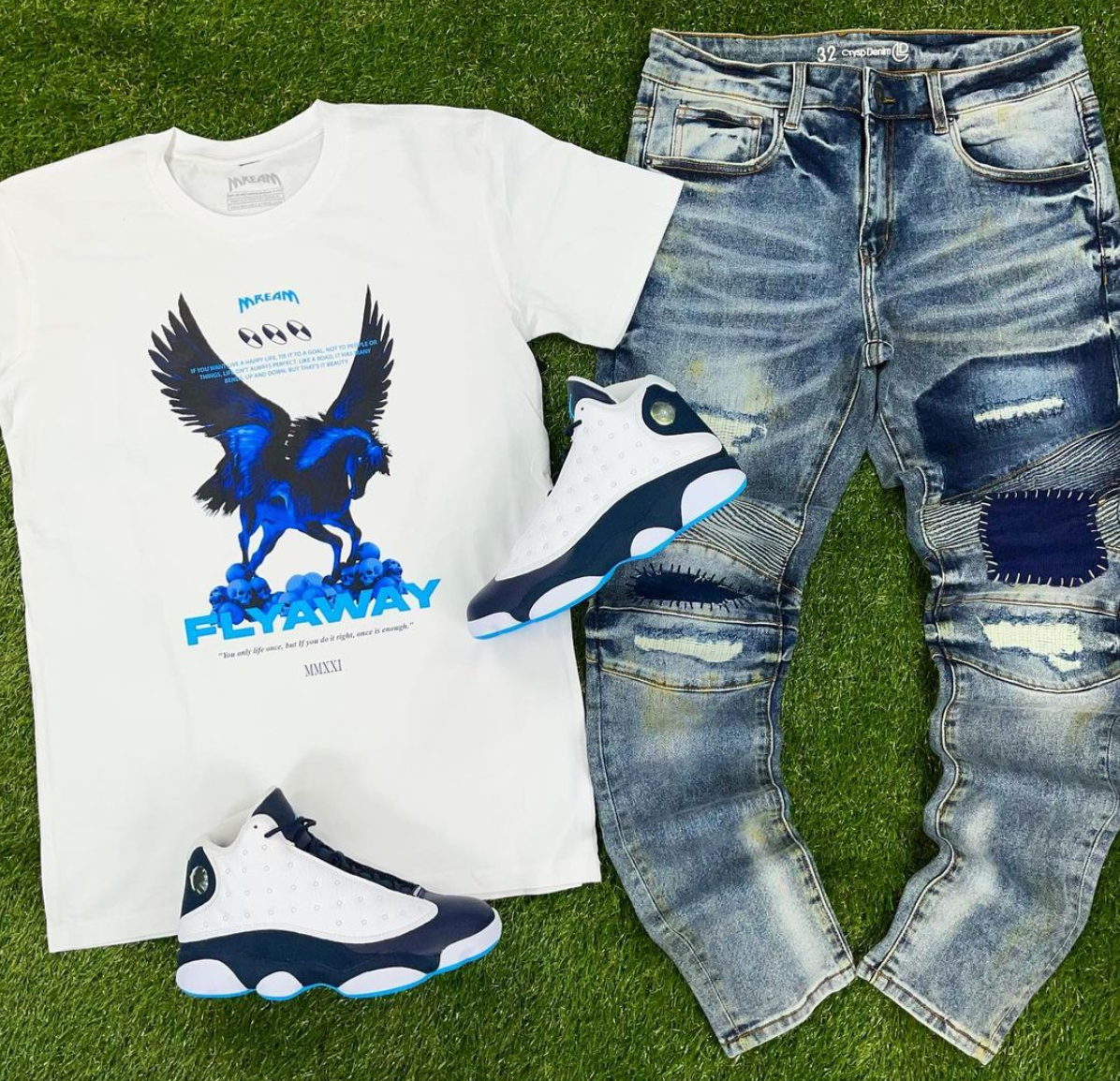 Fly Away Tee (White/Blue) /D8