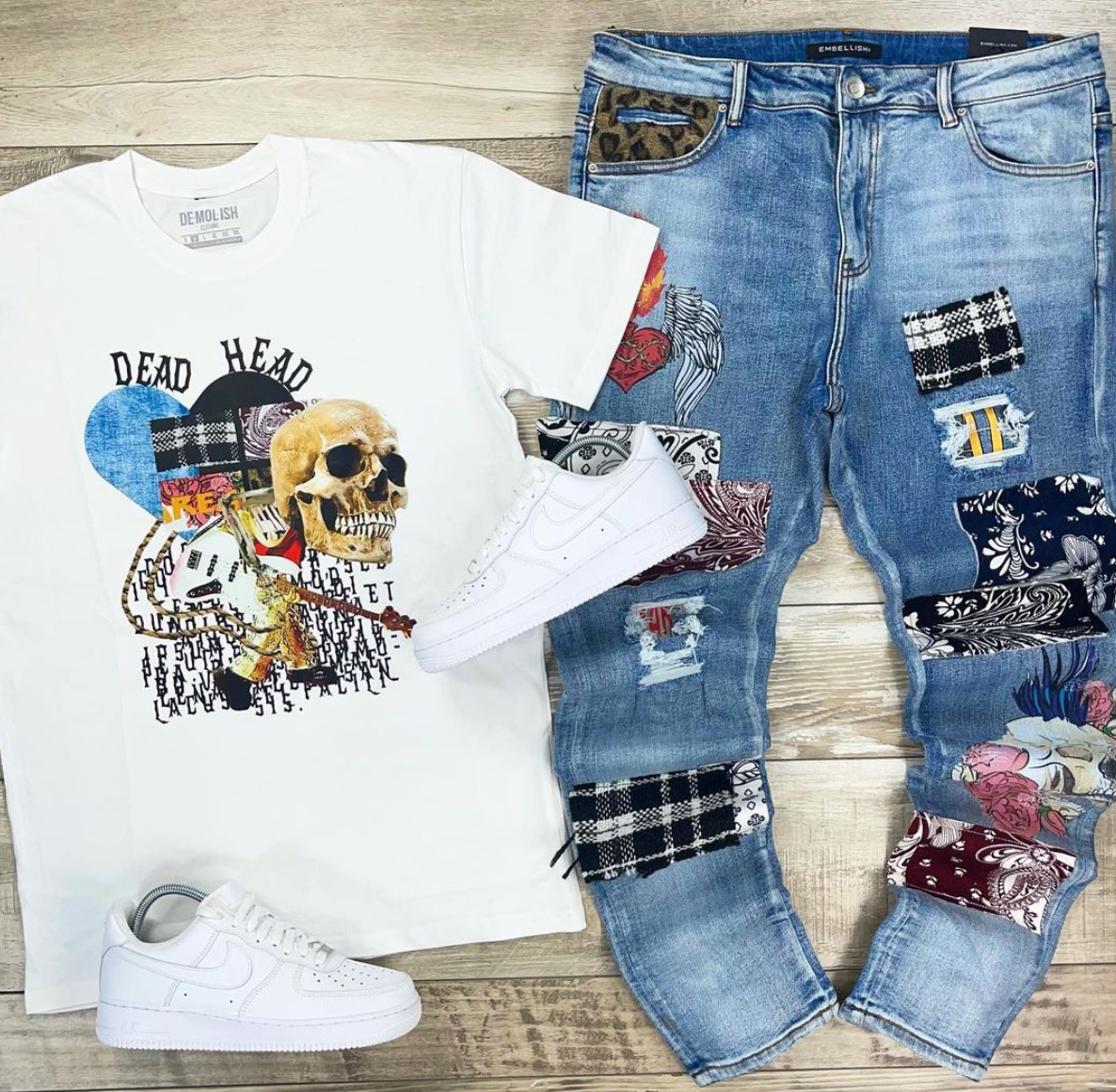 Dead Head Tee (Wte/Blue) /D16