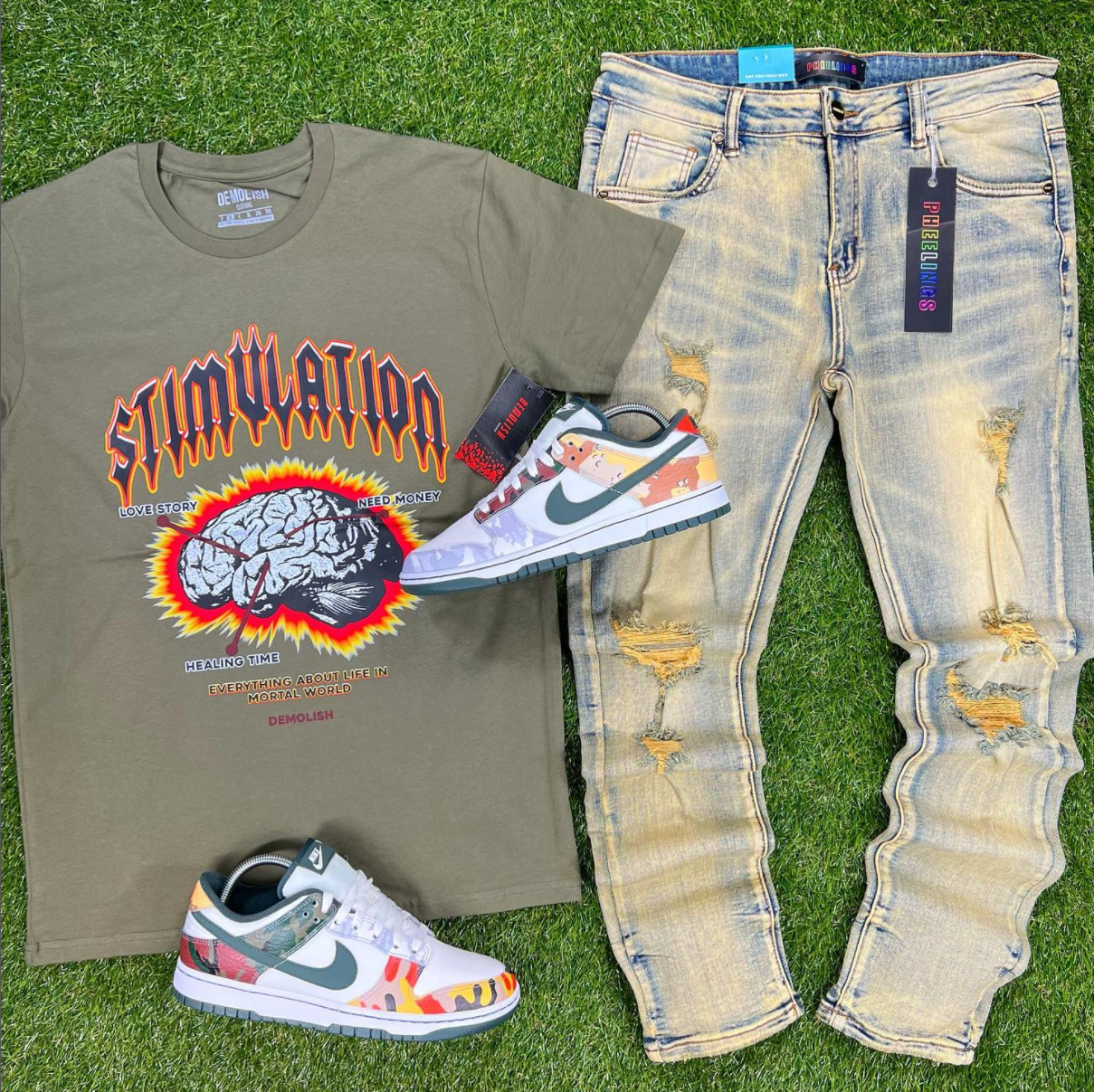 Stimulation Tee (Olive/Multi) /D2