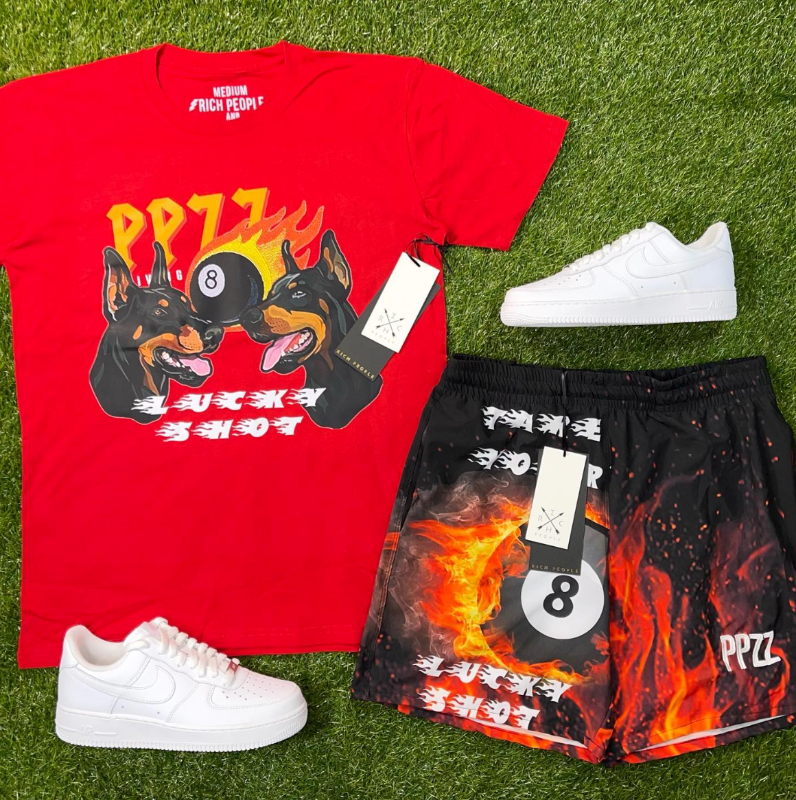 PPZZ x Rich People Lucky Shot Tee (Red) /D18