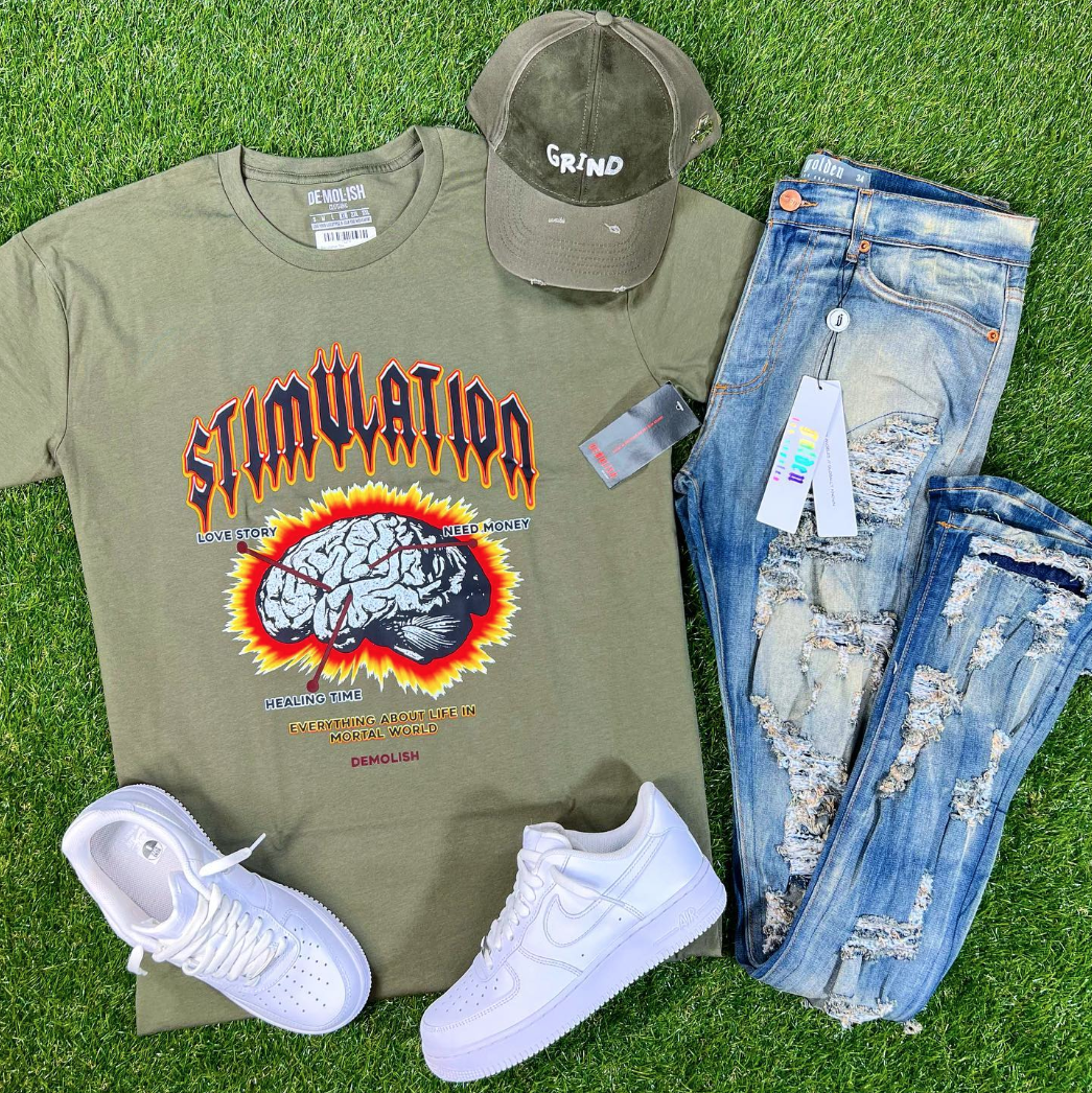 Stimulation Tee (Olive/Multi) /D2