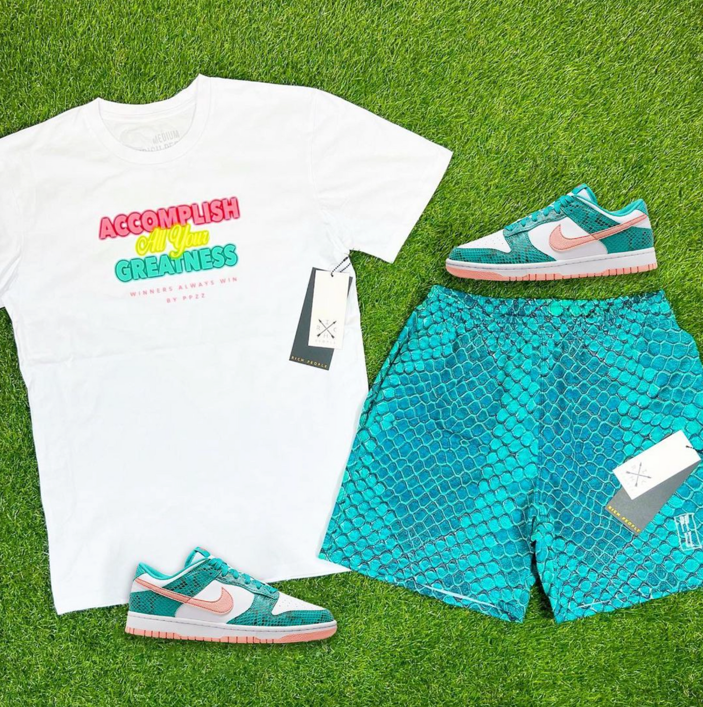 PPZZ x Rich People Accomplish Tee (Blk/Teal) /D1