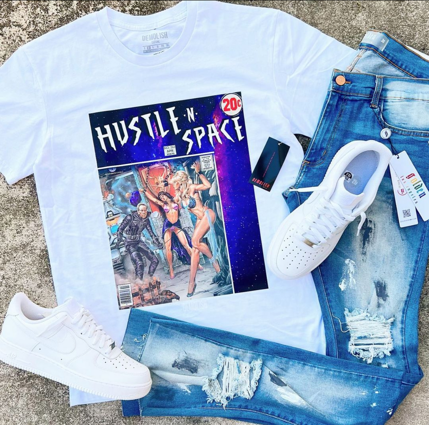 Hustle N Space GalaxyTee (Wte/Multi) /D17