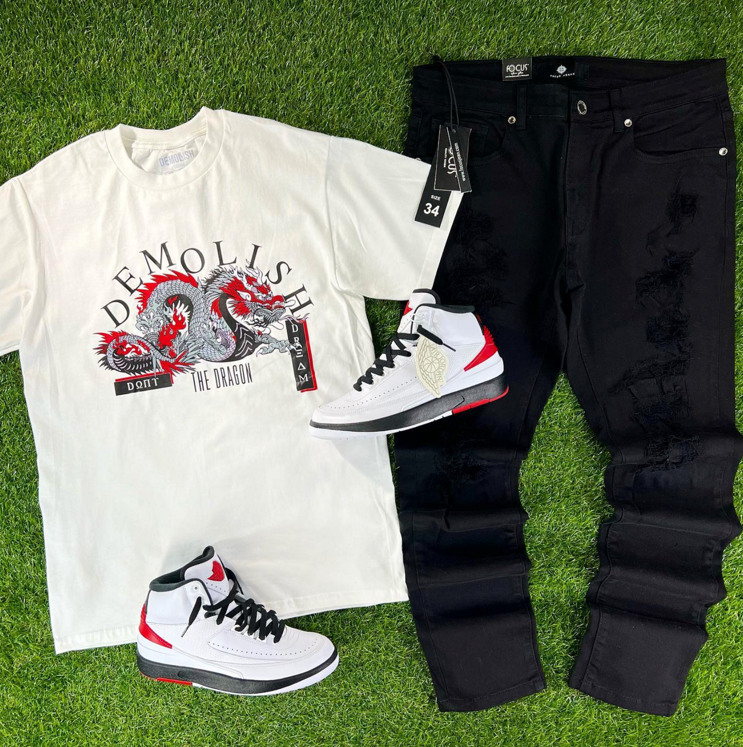 Demolish Dragon Tee (Wte/Grey/Red/Blk) /D15