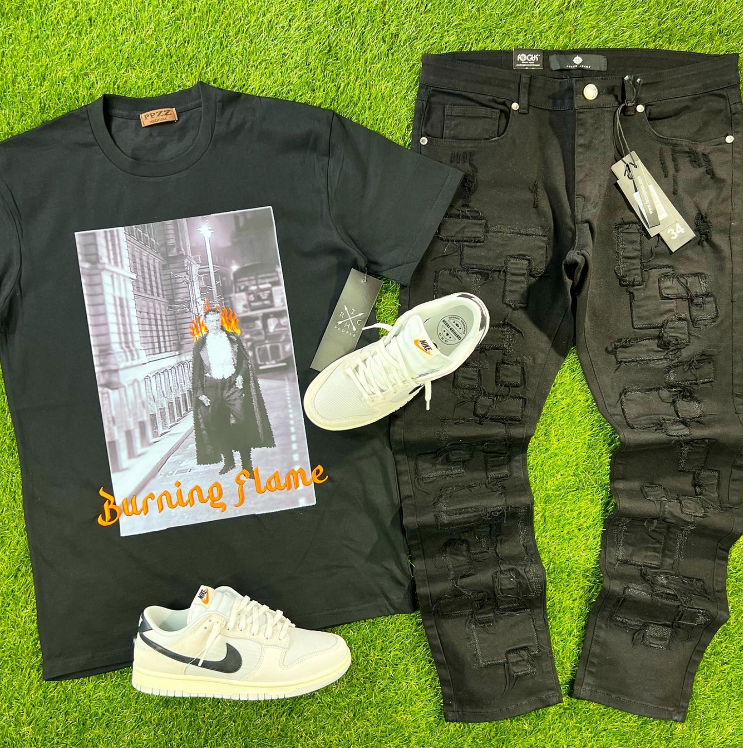 Burning Flames Tee, Air Jordan 5 Shattered Backboard, shattered backboard, black and orange tee, Tees for Kicks, Men's Graphic Tees, Women's Graphic Tees, Teens Graphic Tees, Graphic Tees, nike dunk low certified fresh, Tees for Jordans,