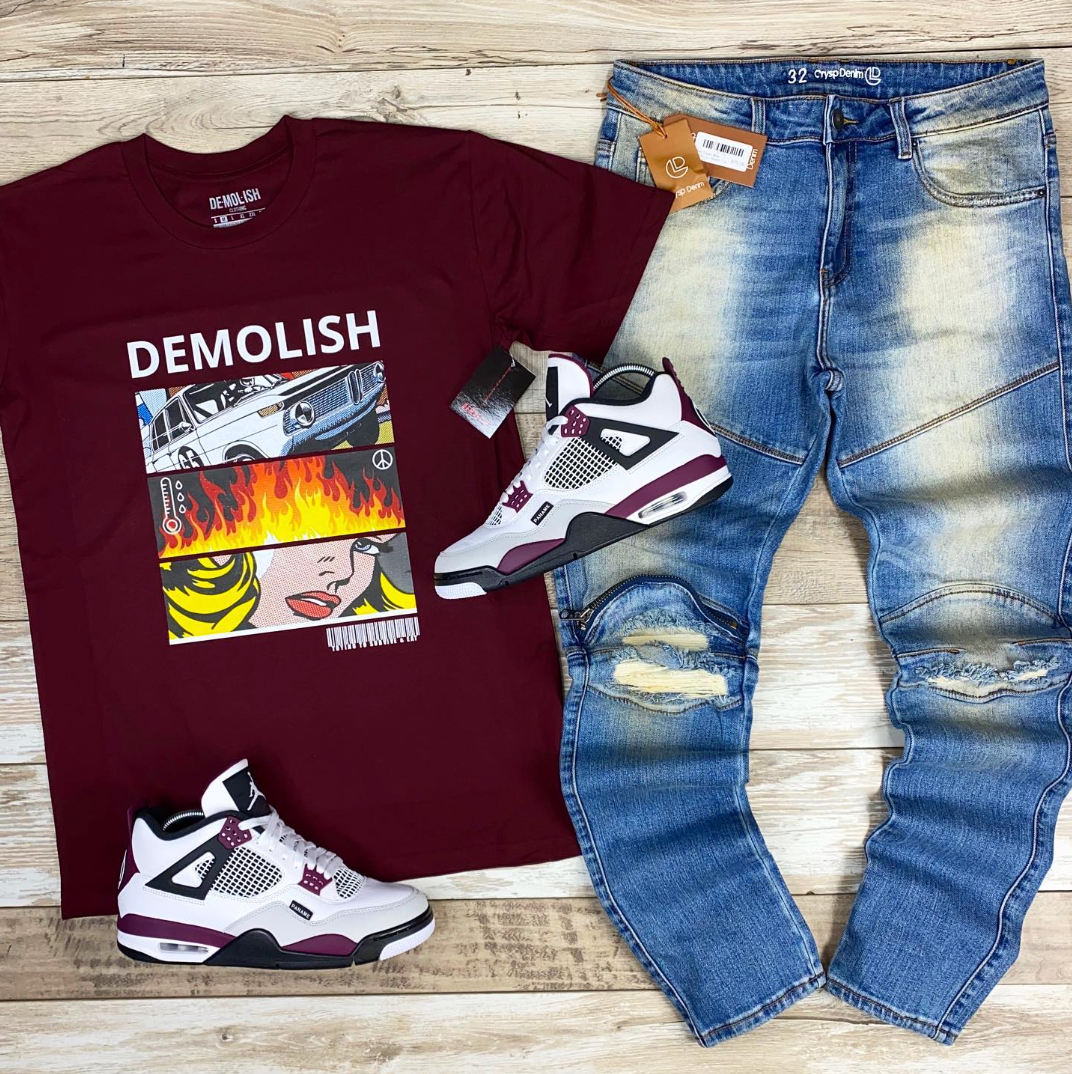 Demolish Pop Art Tee (Burgundy /D9