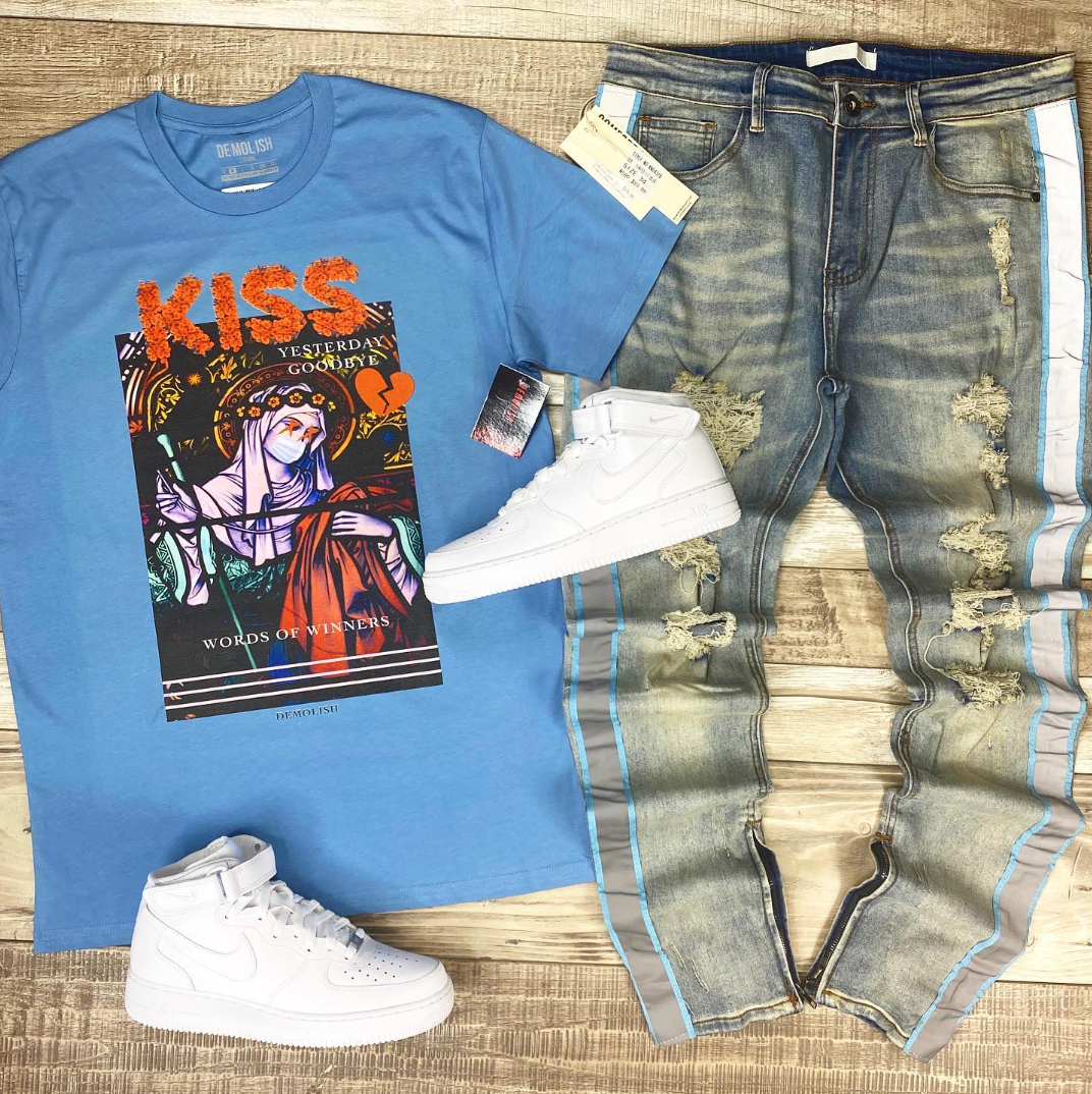 Kiss Yesterday Tee (Carolina Blue) /D2