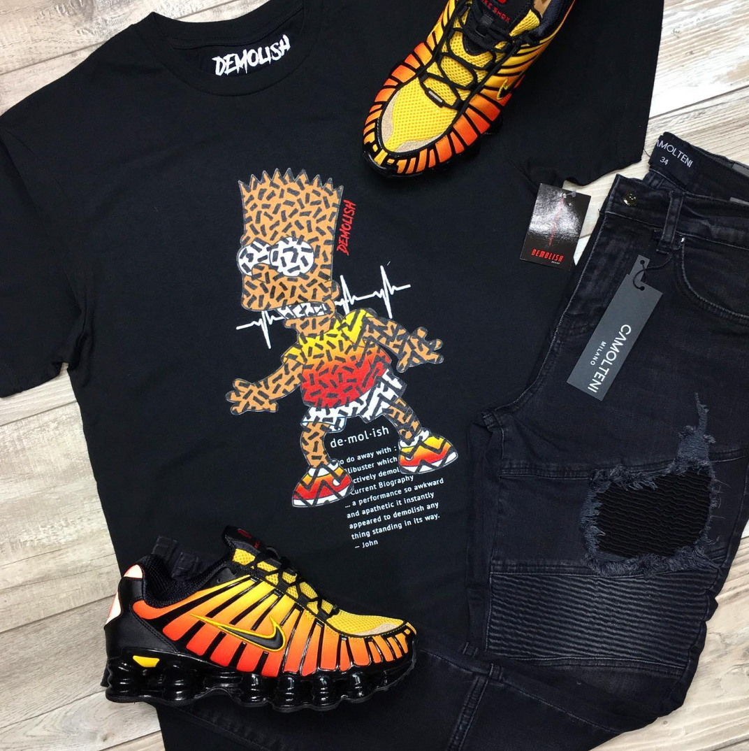 Bart Puzzled Sunset Ombre Tee (Black)