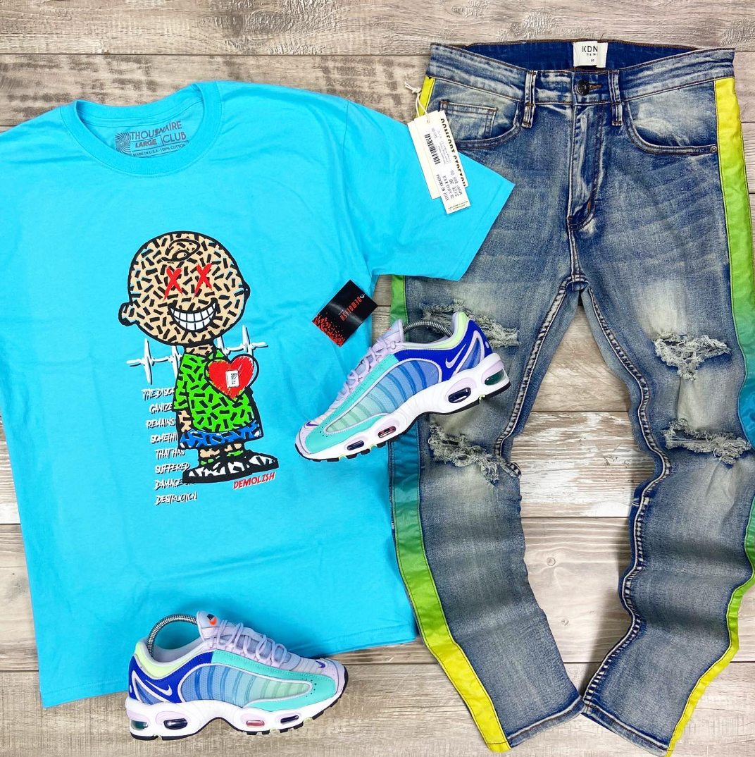 Neon Charlie Puzzled Tee (Pool Blue) /D13