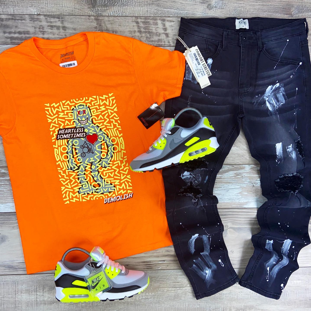Heartless Robot Tee (Org/Neon) /D14