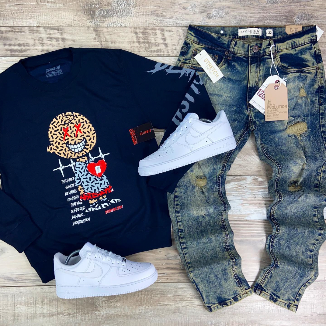 Charlie Puzzled Crew (Navy/Grey) /D13