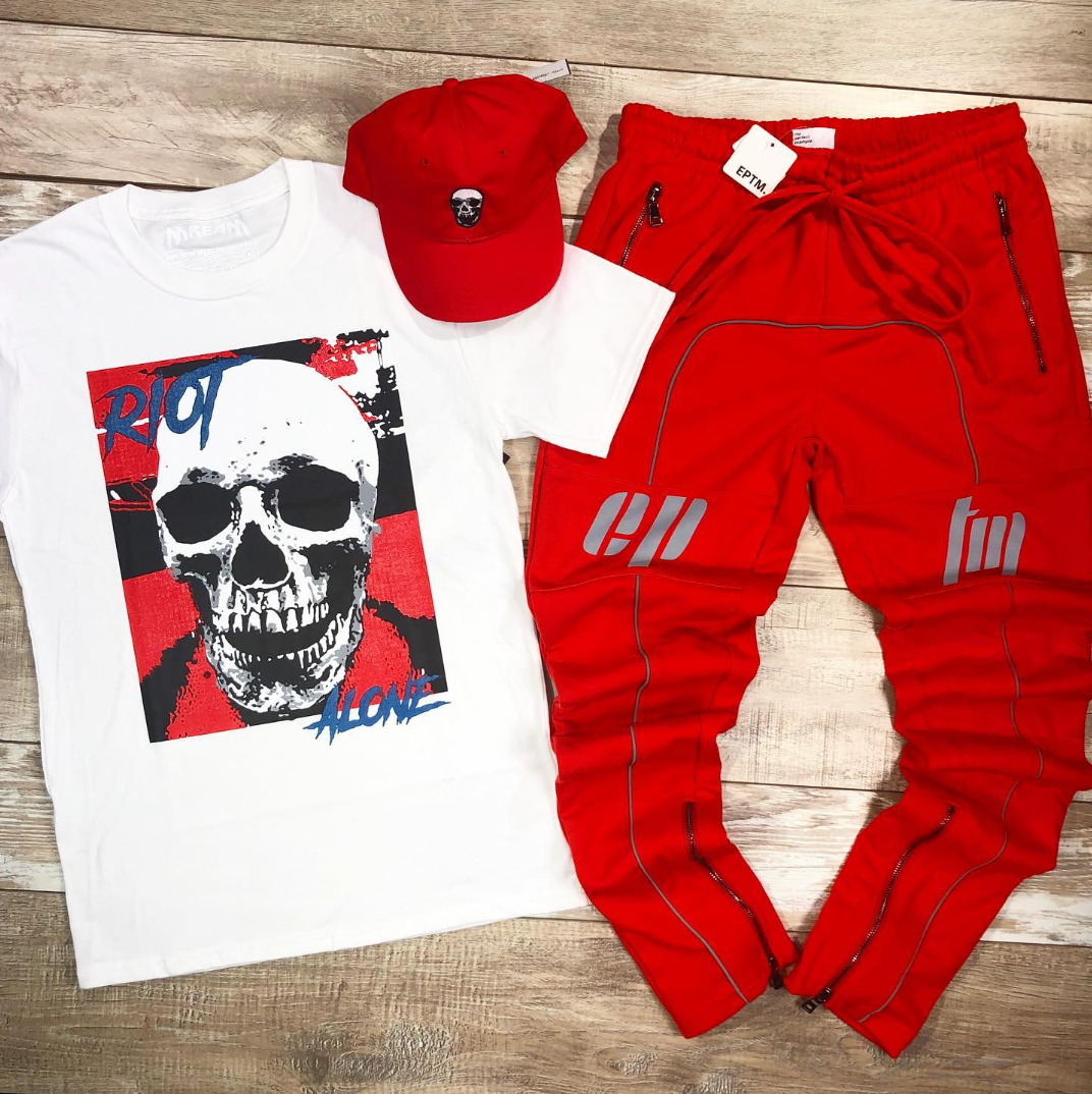 Riot Alone Red/Blue Tee (White) D11