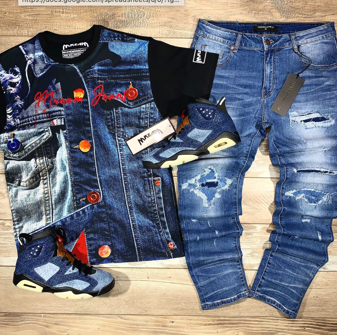 Contrast Denim on Denim Tee (Blue) /D18