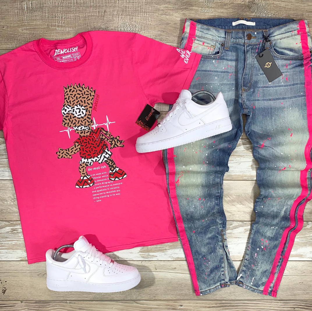 Bart Puzzled Tee (Pink) /D18