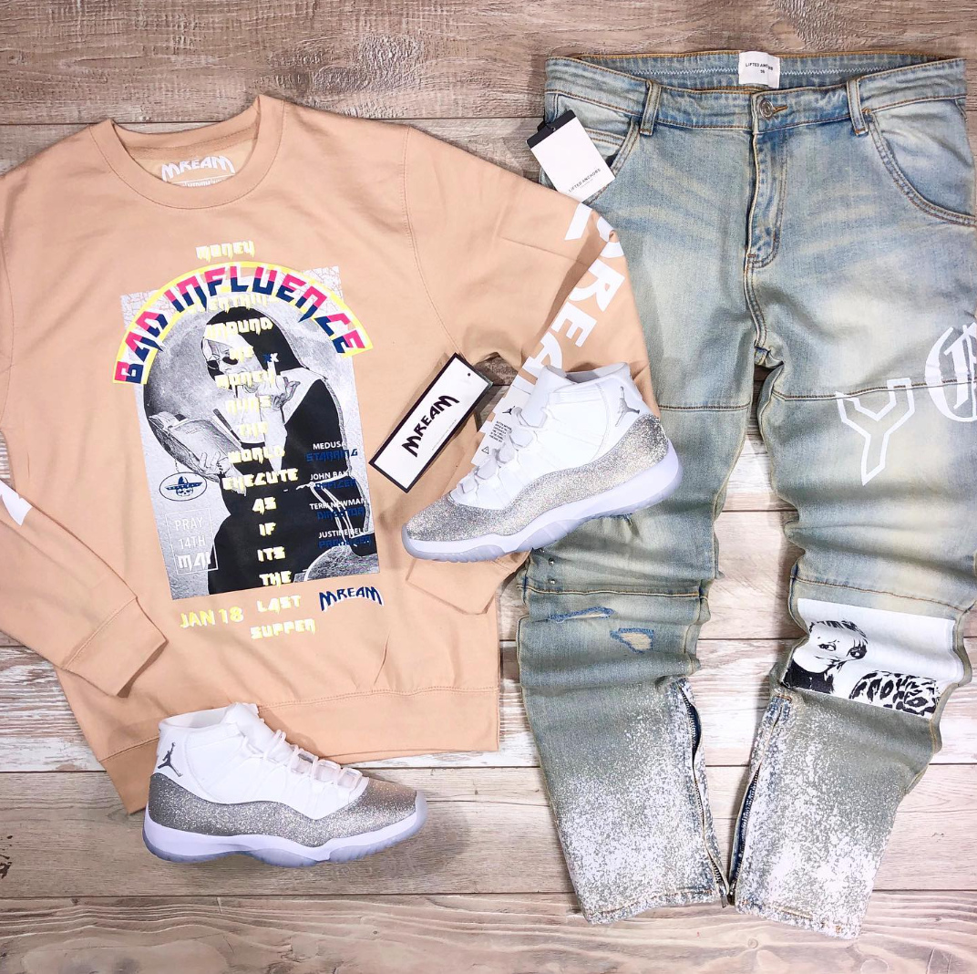 Bad Influence Pink/Navy Nun Crew (Nude) /D8
