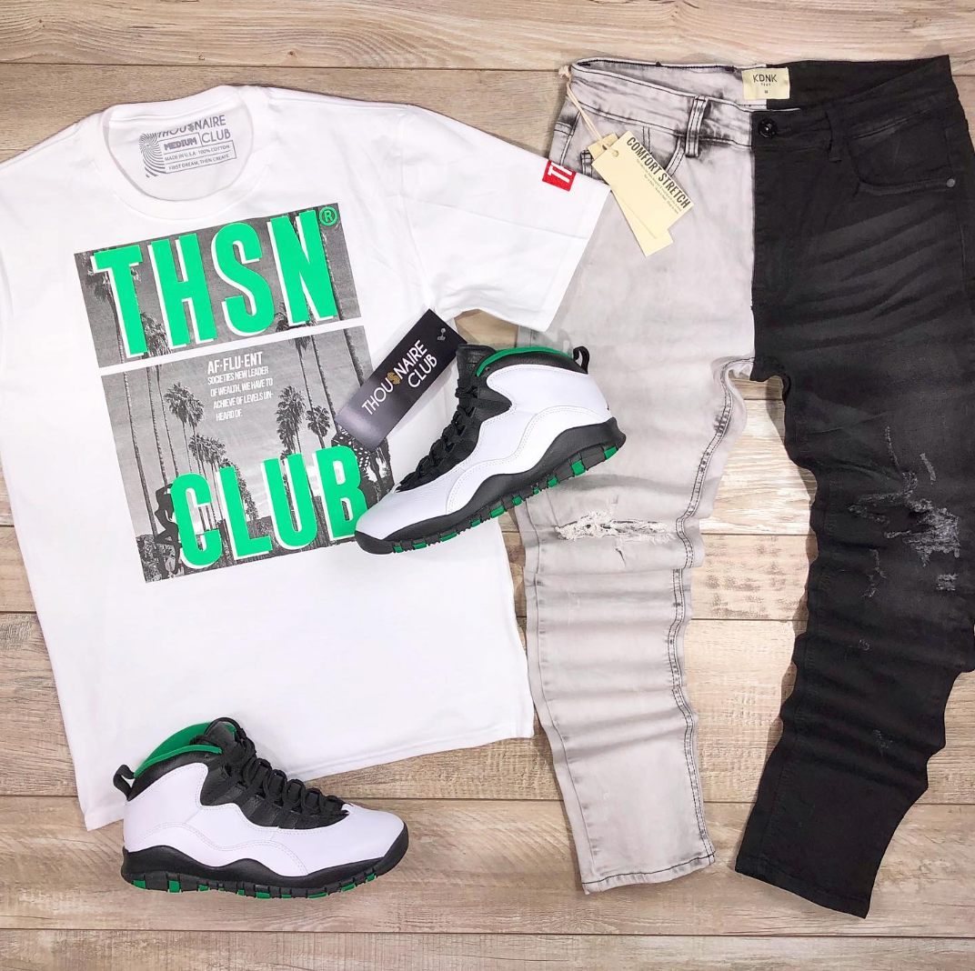 THSN Green Palm Tee (White)/D14