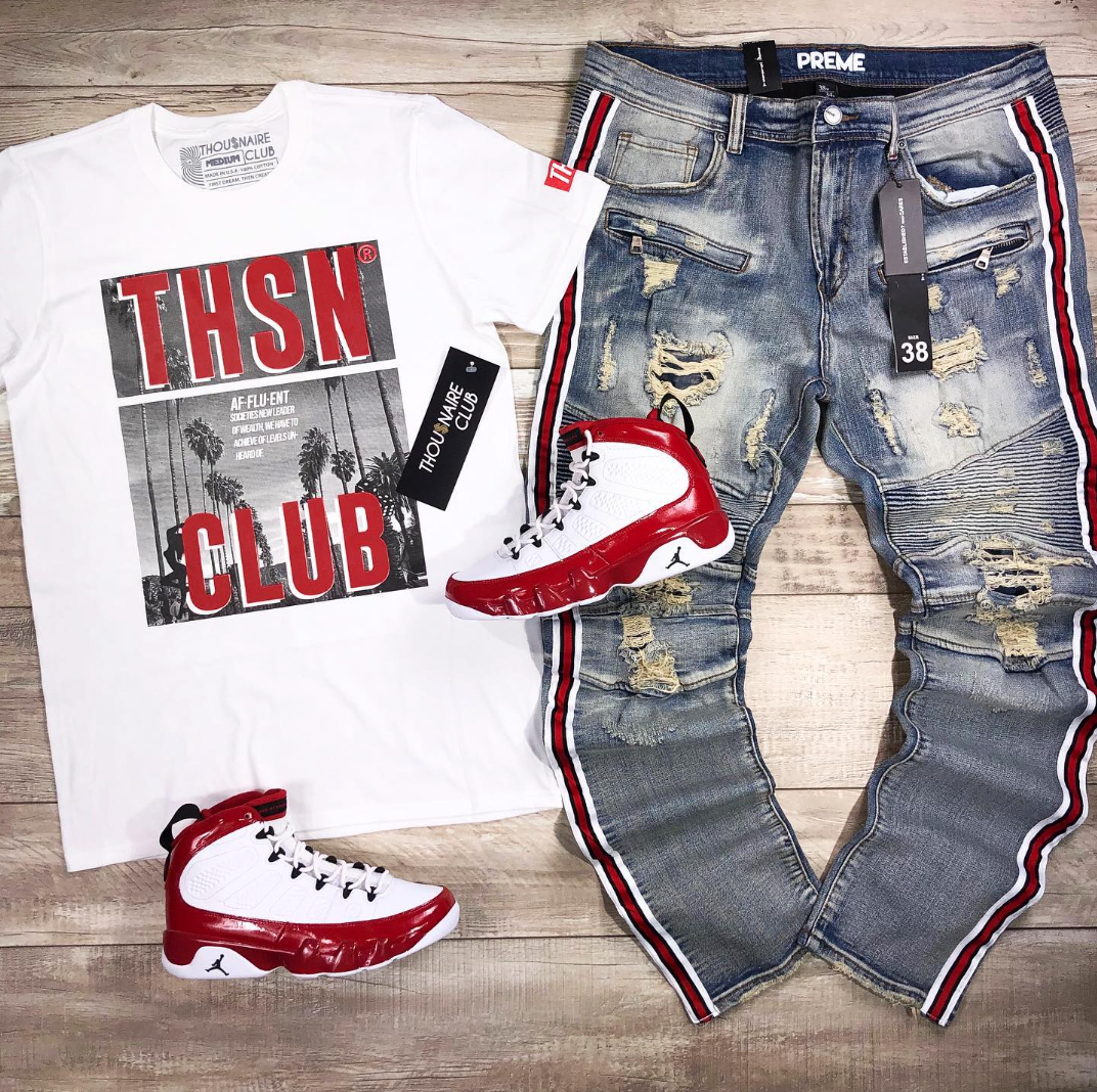 THSN Red Palm Tee (White) /D15
