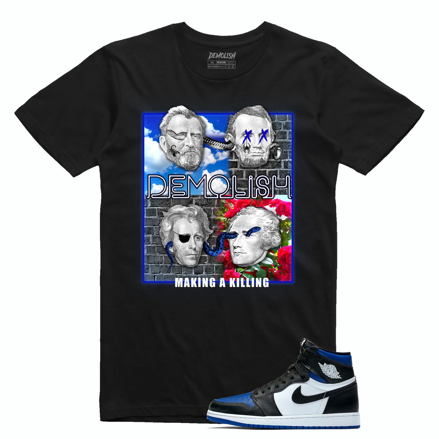 Dead Presidents Tee (Black/Royal Blue)
