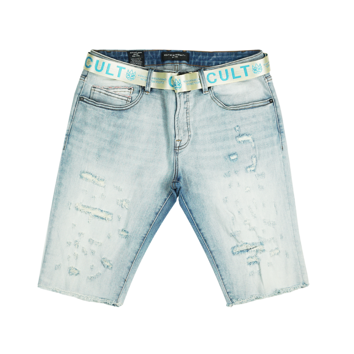 Belted Scars Rocker Short (Lt. Blue) /C5