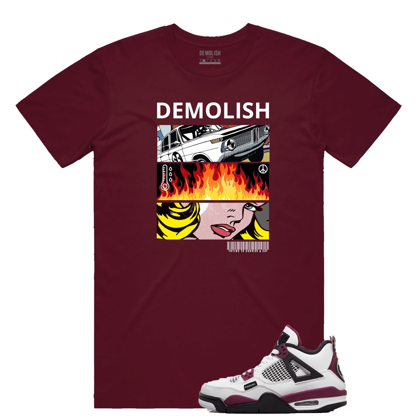 Demolish Pop Art Tee (Burgundy /D9