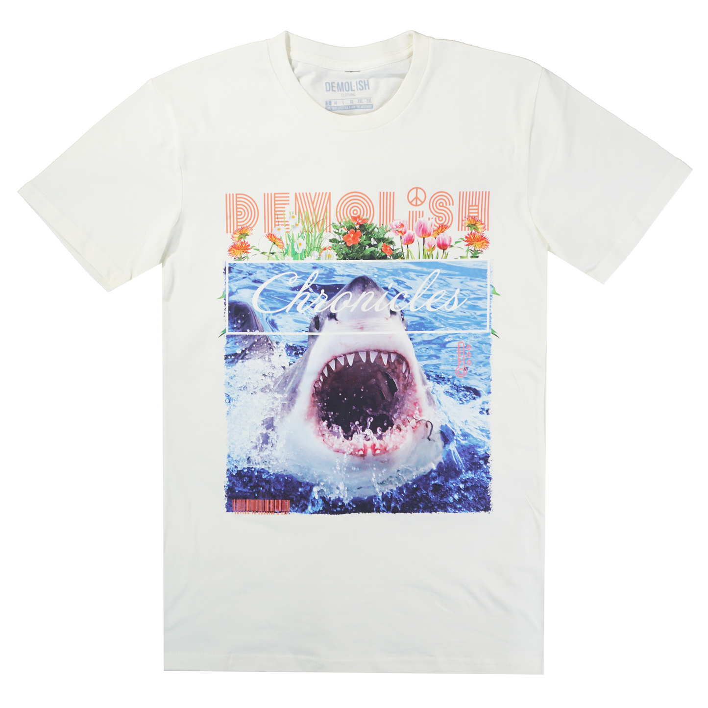 Shark Chronicles Tee (Natural/Crimson) /D16
