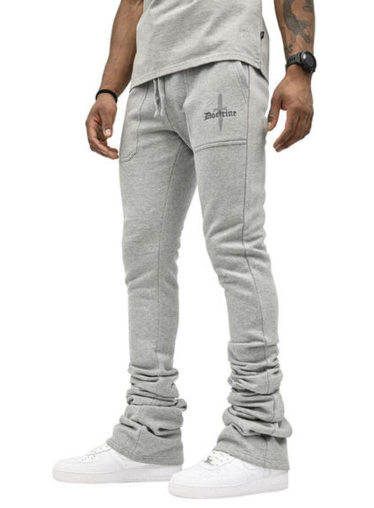 DB0046 Heather Grey Super Stacked Joggers