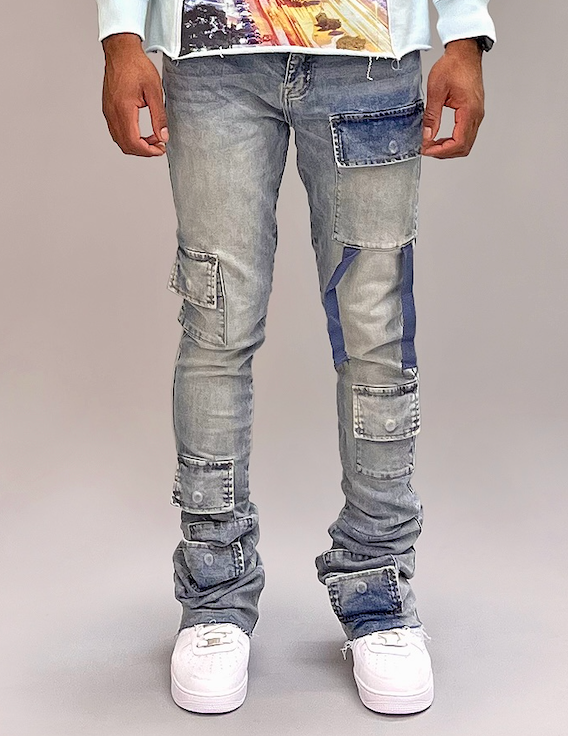 TV0055 Si Tu Veux Light Indigo Wash Stacked Jeans