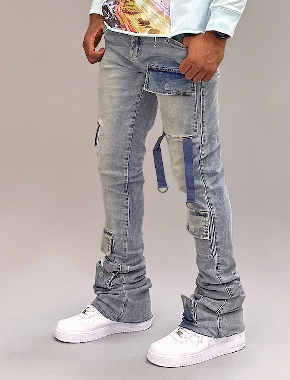 TV0055 Si Tu Veux Light Indigo Wash Stacked Jeans