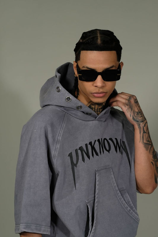 UNKNOWN / SLATE WASHED UNKNOWN SHORT SLEEVE HOODIE