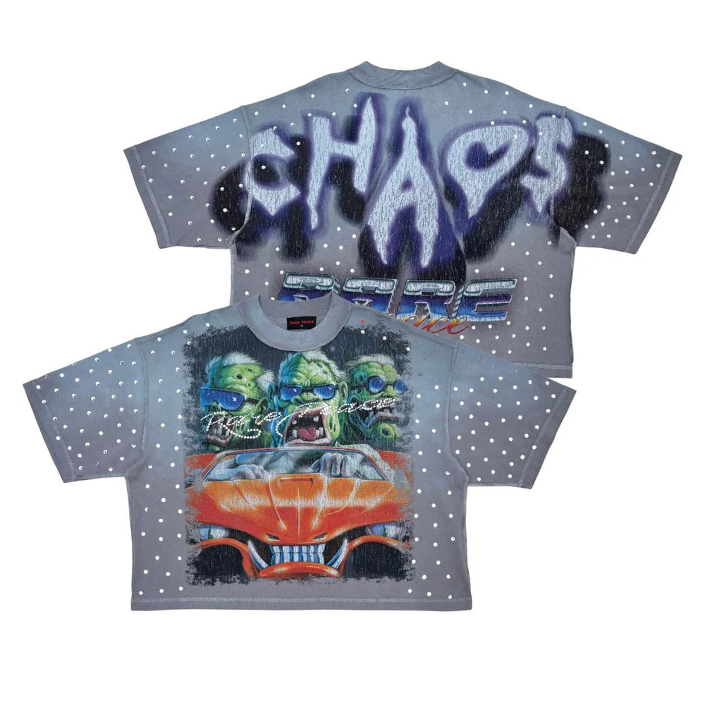 Grey Rare Peace Crop T-Shirt