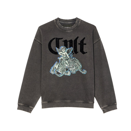 Cult's Novelty Fleece Crew Sweatshirt in Vintage Charcoal