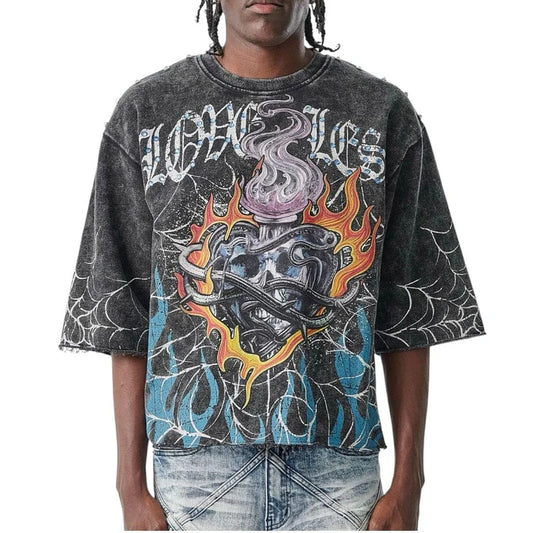 TAKER LOVELESS CROPPED T SHIRT (BLACK) T5203